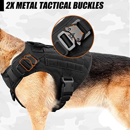 Тактическа шлейка за кучета FunTags, Много Голям Военен Жилетка за кучета с 2 метални катарами и закопчалки на