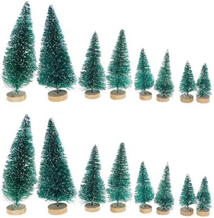 NUOBESTY 34шт Мини Коледно Дърво От Сезал с Дървена Основа Празничен Декор Плотове