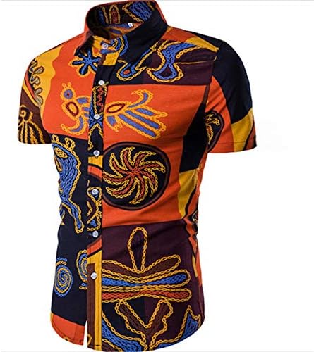 KISSQIQI/ Мъжки Спортни Костюми с цветен Модел от 2 теми, Ежедневни Хавайски Костюми, Ризи с къс ръкав + Дълги Панталони,
