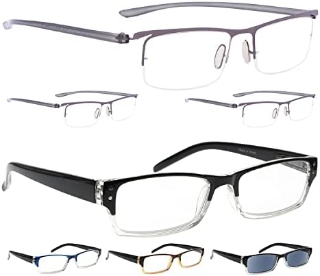 LUR 3 опаковки очила за четене в полукръгла рамка + 4 опаковки класически очила за четене (само 7 двойки ридеров + 1,75)