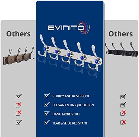 Закачалка за дрехи EVINITO Монтиране на стена - Комплект от 2 стенни куки за окачване - Заредете стенни куки
