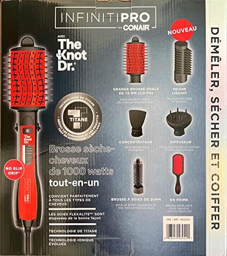 Четка за разнищване на горещ въздух Conair Knot Doctor от 6 части с титанов технология, идеален за всички типове коса - един Чудесен подарък