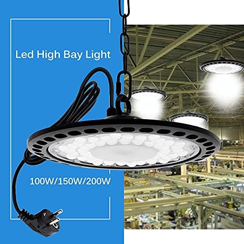 FEHUN Led High Bay Светлини Окачен на Кука Безопасна Въже High Bay Led Лампа За магазин, Водоустойчива, Фабрично Склад High Bay Light /150W