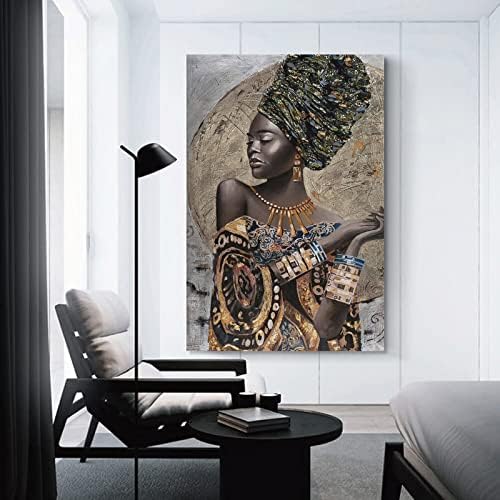 Художествени Плакати Африкански Жени Стенни Картини за Хола Платно Стенни Артистични Щампи за decor Декор на Стая Декор Спални Подаръци 24x36 инча (60x90 см), Без Рамка-Сти