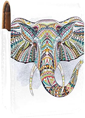 Етнически Мини-Калъф за Червило с Глава на Слон с Огледало За Чантата си, Преносим Калъф За Организация на Притежателя на