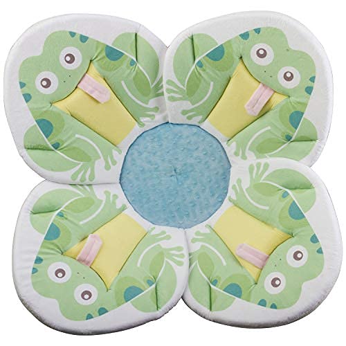 Blooming Bath Pond Pal - Плюшена Подложка за вана с кристали Дупки за бебета - Безопасна за Измиване на въздушната Възглавница за вана за бебета 0-6 месеца - Жаба