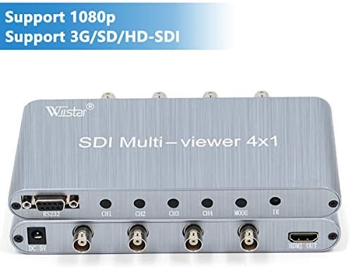 Wiistar SDI Multi-Viewer 4X1 SDI към HDMI 4 SDI в 1 HDMI Изход 1080 P Поддръжка на SD/HD/3G-SDI RS232 SDI Четириядрен Превключвател за PC Видеоконференции TV Монитор