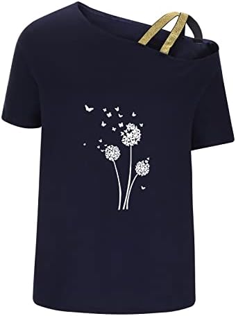 Женска Тениска С открити Рамене, Модни Лятна Тениска с Принтом водни Кончета, Класически Тениски С Къс Ръкав