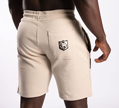 Мъжки къси панталони със средна плътност от памучна смес Lyra от Leo Legion с джобове с цип за тренировки, пътувания, почивка и загряване.
