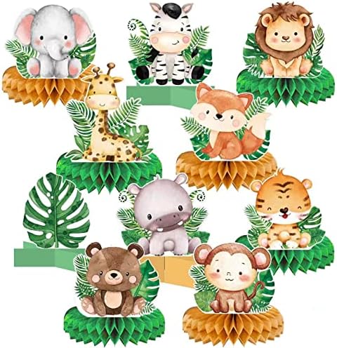 10 БР., Детски Животни на Джунглата, Централните елементи под формата на Сот, 3D Украси масата за Сафари, Украса за душата на детето, за момче, Украса за рожден Ден на Са