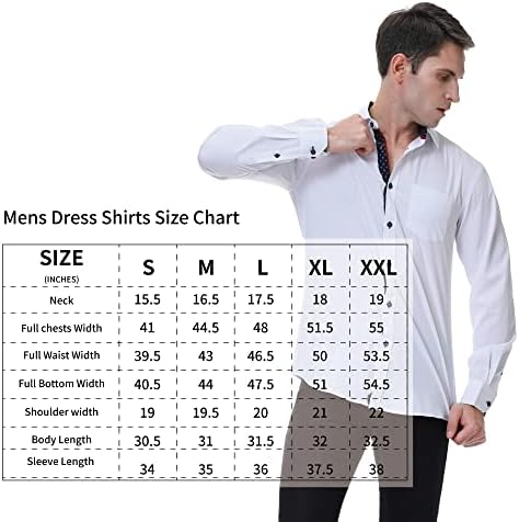 Мъжки Ризи WARHORSEE С дълъг ръкав, обикновена кацане, Без Бръчки, Стрейчевые Ежедневни Ризи с копчета, Мъжки