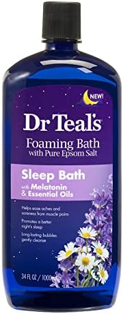 Подаръчен комплект Dr Teal's Nighttime Bath Foam за Деня на майката (4 опаковки по 34 грама за бройка) - Мелатониновая вана за къпане и за сън, Успокояваща лавандула за сън - Смесена