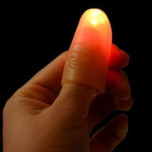 SUMAG Red Светват Върховете на палеца - Фокуси за пръсти - 2 Чифта Фалшиви Отпечатъци с led подсветка Магията за Магьосник