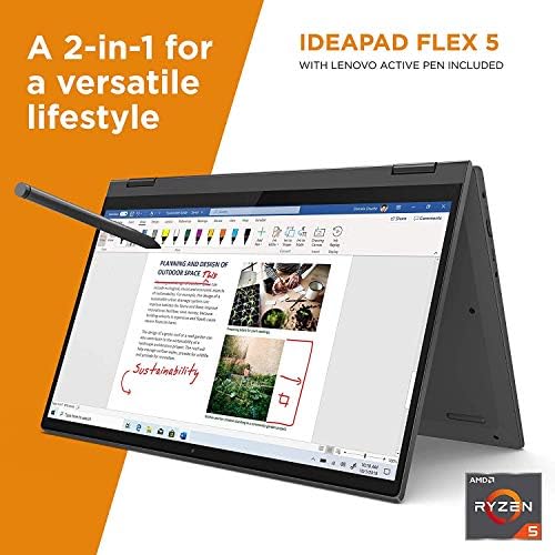 Лаптоп Lenovo IdeaPad Flex 5 с 14-инчов сензорен екран 2-в-1 2022 | AMD Ryzen 5 5500U 6 Ядра | 16 GB DDR4 256 GB NVMe SSD |