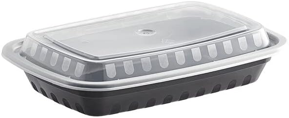 Никол Fantini 28 грама. Черни Правоъгълни Пластмасови съдове за приготвяне на храна с прозрачни корици-куполи | Bento