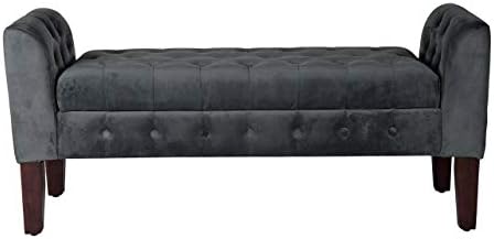 Домашен velvet диванчик за съхранение с панти капак, тъмно сив