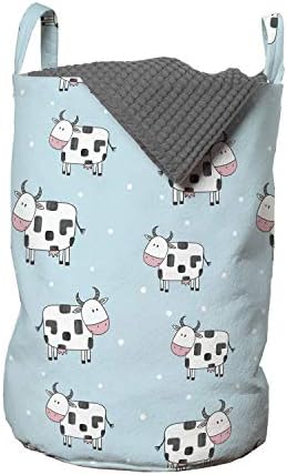 Чанта за дрехи Лунните Крави, Повтарящи се животни в Карикатура стил създаване на Ферма, Кошница за дрехи с