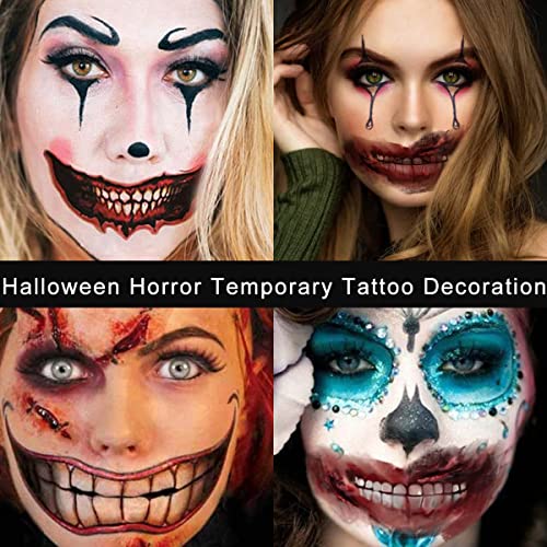 COKOHAPPY Комплект за грим с Временни Татуировки Устата Клоун за Хелоуин (12 опаковки), Етикети за лице, Подпори за Равенство