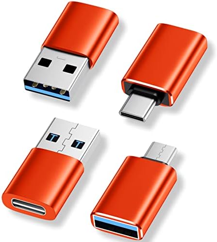 [4 опаковки] USB Адаптер C-USB, 【2 * USB-C-USB-A】 и 【2 * USB-A-USB-C】 Женски адаптер за високоскоростен достъп
