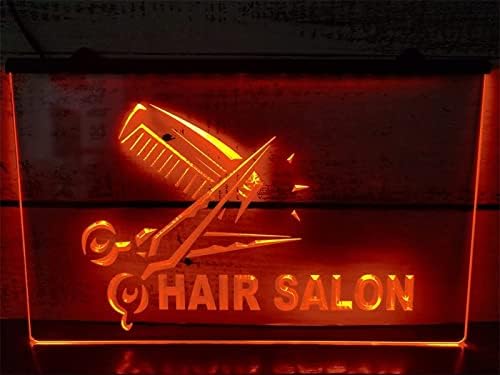 Неонова реклама във фризьорски салон DVTEL, която симулира Led Лампи, Светещи Букви, Знак, Акрилна Лента, Неон