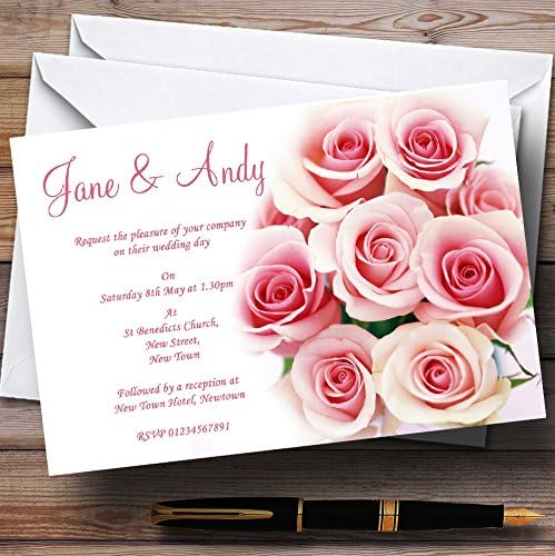 Пощенска картичка с Меки Пастельно-Розови Нежни Рози, Персонални Покани На Вечер на рецепция