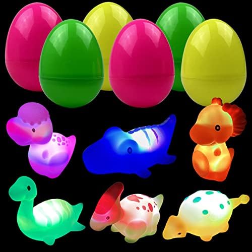 Jofan 6 Опаковки Предварително Напълнена Гигантски Пластмасови Великденски Яйца с подсветка, Играчки за Баня