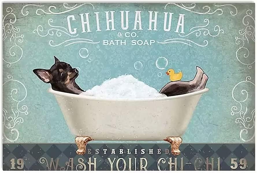 Куче Чихуахуа Метална Лидице Знак Chihuahua Co.Сапун за Баня Забавен Плакат Кафе Хол Баня Кухня Домашно Артистична Декорация на Стени Плака Подарък