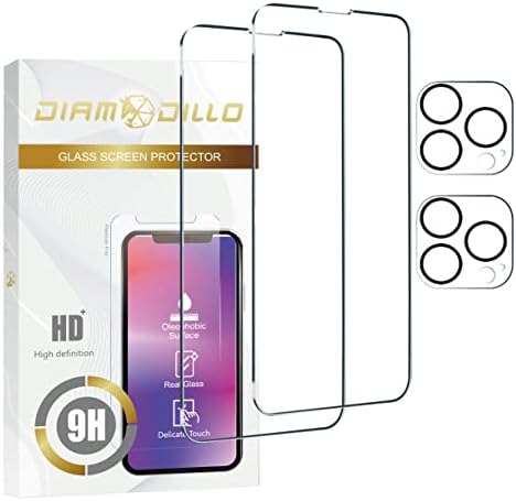 Защитно фолио Diamodillo от 2 опаковки за iPhone 14 Pro Max [6,7 инча] + Защитно фолио за обектива на камерата от 2 опаковки,
