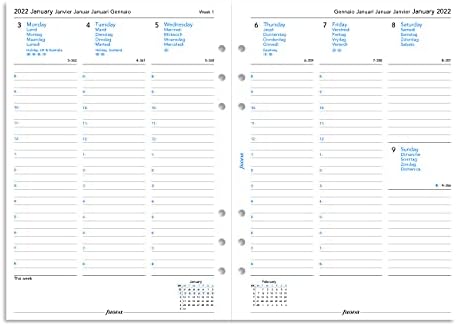 Filofax Оригинален органайзер, формат А5, Кожа от патешко яйце, Шест позвънявания, Календар-дневник с график