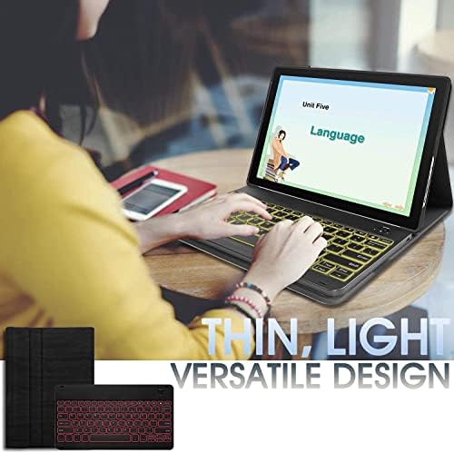 Винарска калъф-клавиатура с подсветка за Microsoft Surface Pro 8 (випуск 2021 година), 7 Цвята Осветление, Магнитна Свалящ Безжична клавиатура с Премиальным калъф от изкуствена