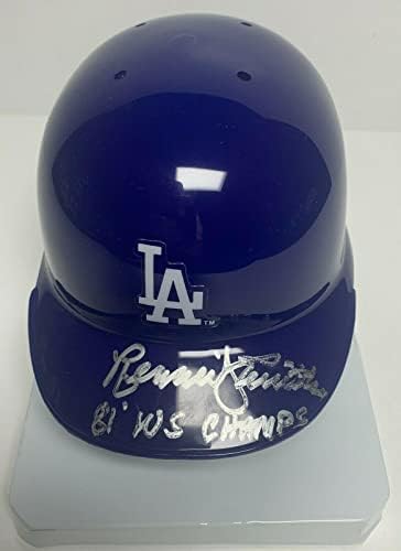 Мини-Каска с автограф Реджи Смит Доджърс с надпис JSA W738938 - Мини-Каски MLB с автограф