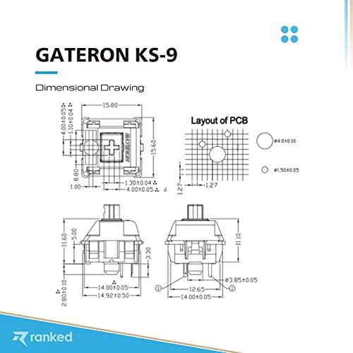 Ключове Gateron ks-9 за механичните слот клавиатури | Монтират се върху плаката (Gateron Silent Red, 90 бр.)