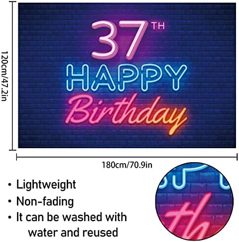 Неоновите светещи Фон С 37–ти Рожден Ден, Банер, Декор, черни и Цветни Светещи Тематична Украса за Парти в чест на рождения Ден на 37 Години за Мъже, Дамски Принадлежн?
