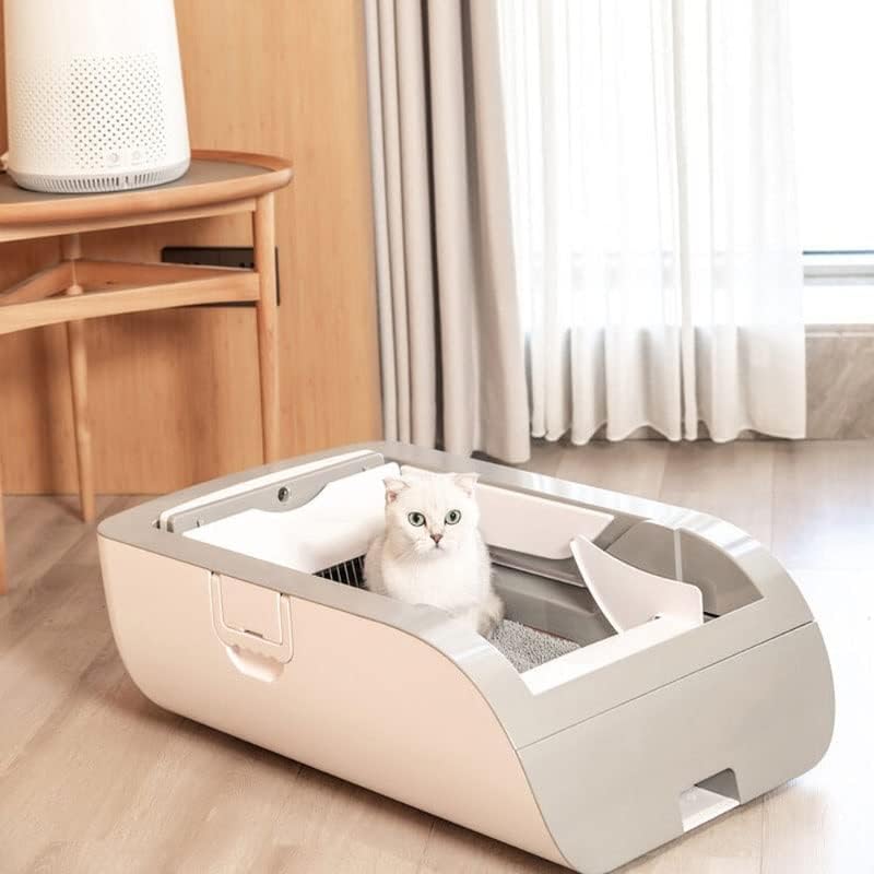 GRETD Интелигентен котешката за Боклук Автоматично Котка Тоалетна Със Защитата От Пръски, Полузакрытый носилка