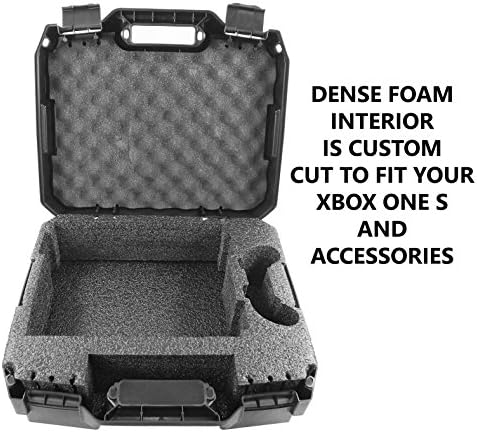 Пътен калъф CASEMATIX, съвместим с Xbox One S - Твърд калъф за носене с офиси от защитна пяна за конзола, контролер, адаптер