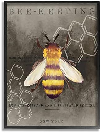 Реколта ню Йорк Илюстрация на Пчеларството Stupell Industries Модел Меден Гребен, Стенно Изкуство в черна