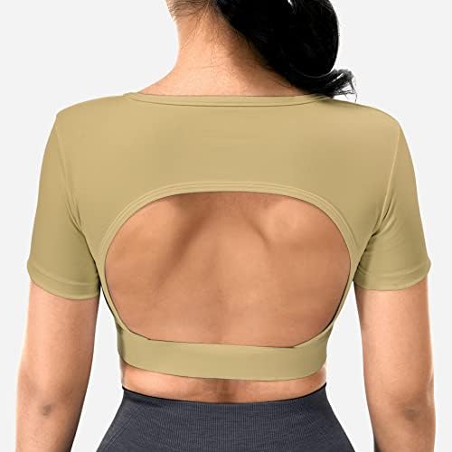 YEOREO Ванеса Женска Тениска с Отворена на гърба, Скъсяване на Върховете с Подвижна Подплата, Тренировочная