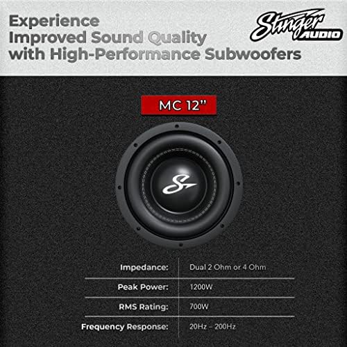 STINGER Audio Single 12 Вентилирани Корпус на субуфера серия MC мощност 1200 W с Максимално Натоварване на Мощност