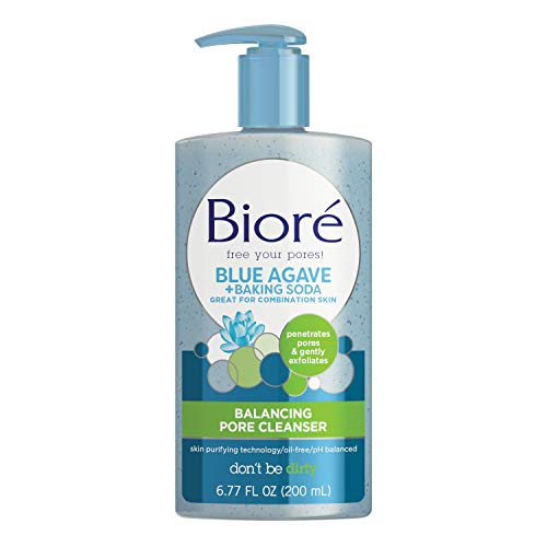 Bioré Daily Blue-Agave + сода за хляб, Балансирующее Почистващо средство за дълго, Течно Почистващо средство за Комбинирана кожа, проникване в порите и нежно отшелушивающее ?