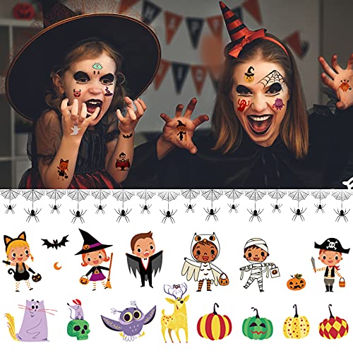 Временни вечерни татуировки на Хелоуин парти за деца - 150 опаковки, Декорации за грим на лицето, светещи в тъмното, за момичета