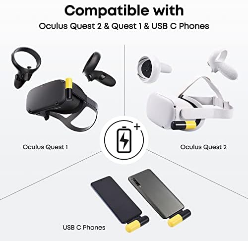 Батерия, съвместима с Oculus Quest 2 и Quest/ Meta, ultralight преносими захранване с капацитет от 3300 mah, която замества Quest, продлевающий допълнително време за възпроизвеждане -жълт