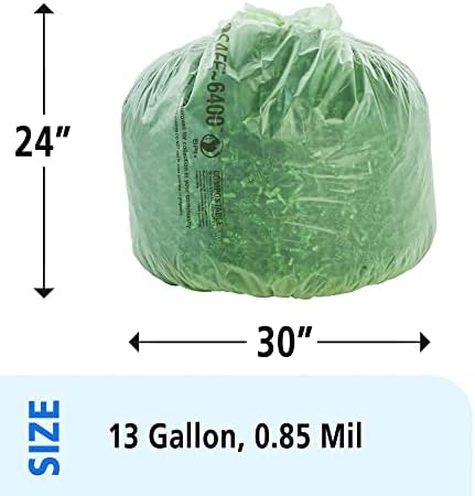 СТАУТ от Envision E2430E85 EcoSafe-6400 Компостируемых торбички, 24 x 30, с капацитет 13 литра, дебелина 0,85 mils, зелено и EcoSafe-6400 Сертифицирани CP1617-6 компостируемых торби - 16x17зелени тор?