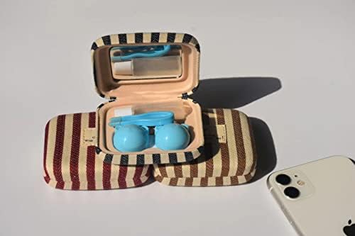 FGDOK Мини чанта за Носене На Контактни Лещи Ръчен Преносим Лесно Преносими Грим Кутия За Съхранение на Лещи за Очи
