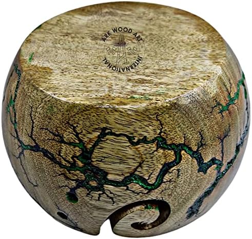 Дървена голяма купа за прежди от смола, за плетене и плетене на една кука, купа за съхранение на прежди, с безплатен плетене на една кука 10 мм, Аксесоари | Държач за то