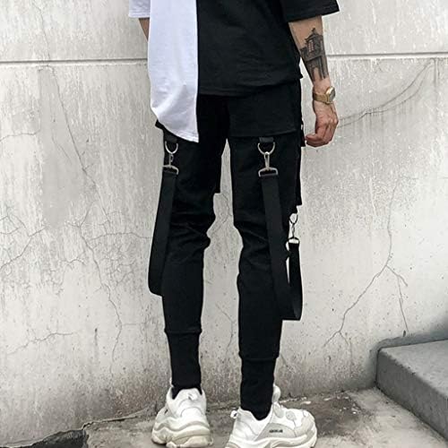 SPE969 Скъсани Мъжки Спортни Панталони в стил хип-Хоп в стил Мозайка, Черни Панталони за джогинг Със Странични джобове на Панталон-молив