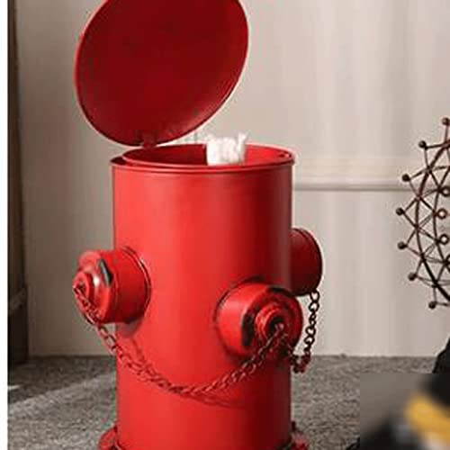 Кофа за боклук LODLY, Iron Арт-Индастриал Стил на Личността на пожарен кран с Голям Капак За краката Външно Кошчето за боклук За Хола Външната Тръба (Цвят: Rojo)