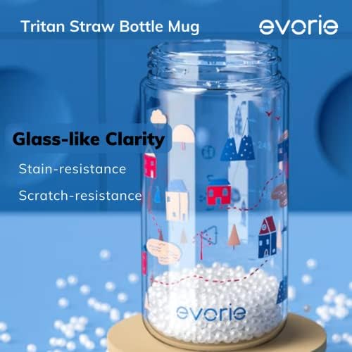 Поильник Evorie Tritan за деца с силиконовата соломинкой, Непроливаемая Слама бутилка за вода за деца 1-4 години, 10 унции,