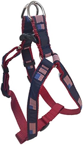 Куче с флага на сащ Престън Стъпка в системата - Американски флаг на тъмно-синя лента с Червен найлон панделка (малка)