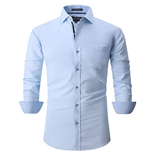 Мъжки Ежедневни Риза Без бръчки, Ризи с копчета от Бамбуково влакно, Обикновена плътно Прилепнали Ризи с
