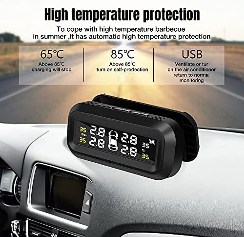 Дисплей на системата за мониторинг на налягането в автомобилните гумите YWSZJ Solar ГУМИТЕ Интелигентна Предупреждение за температура Икономия на гориво с 4 сензори (Ц?